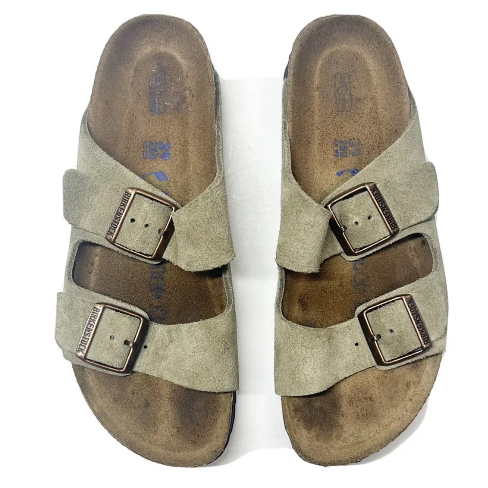 Birkenstock Arizona Soft Footbed Taupe Suede Narrow Sandals Size 9/39